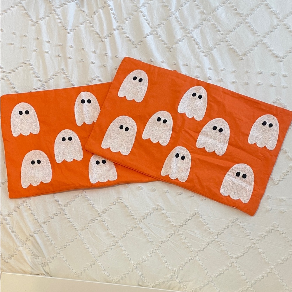 Orange Ghost Accent Pillow Covers textured new nwot